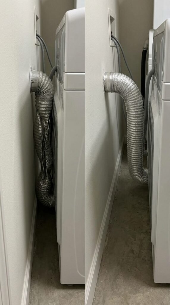 Crushed dryer hose versus correctly installed dryer hose