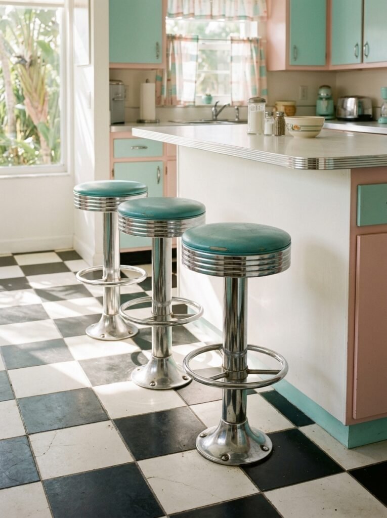 Floor-Bolted Vintage Stools