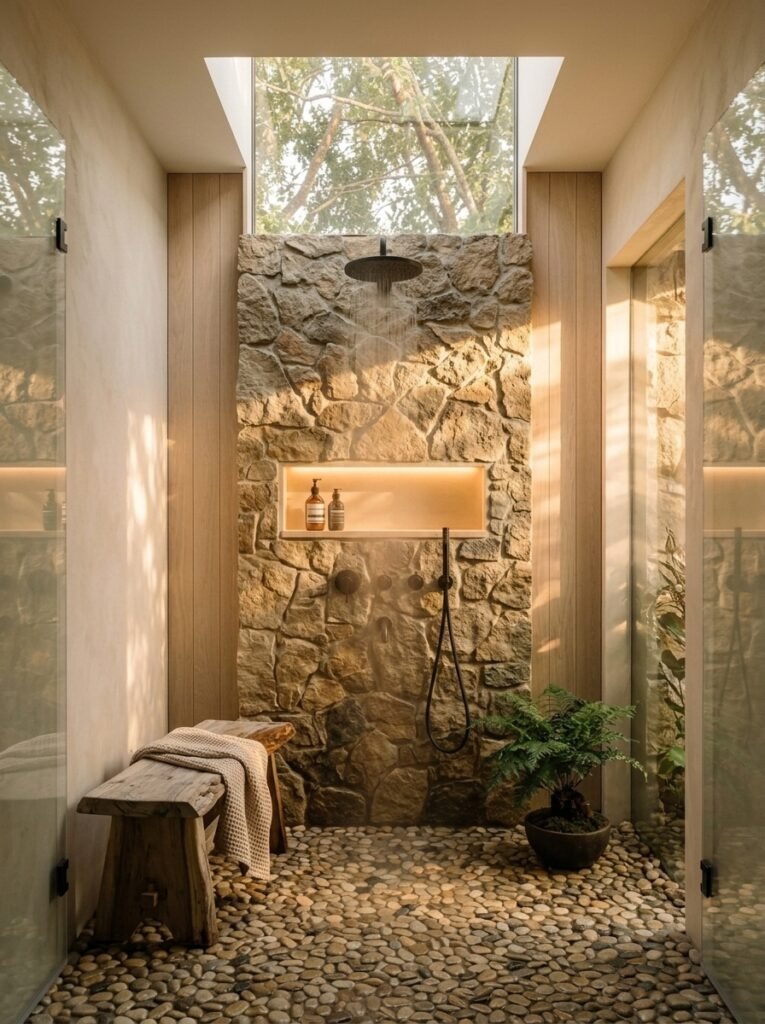 Japandi Bathroom Design for a Calm, Minimal Walk In Shower