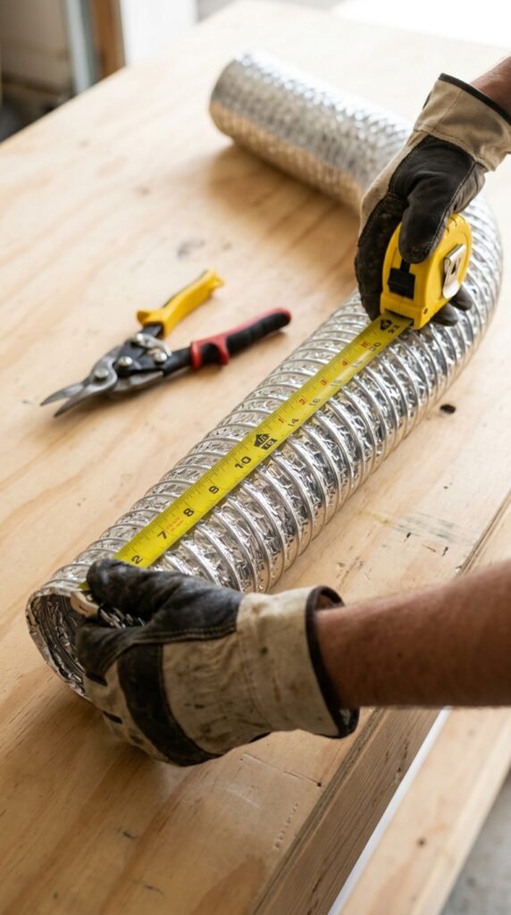 Measuring and cutting a dryer vent hose to length