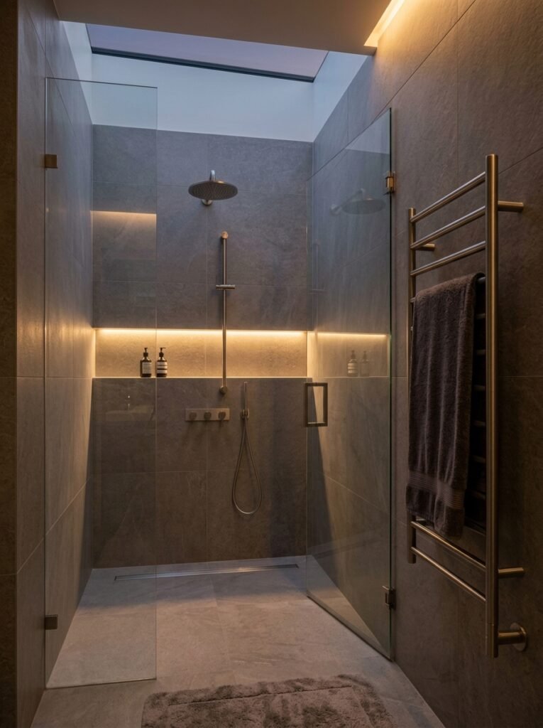 Modern Bathroom Design Clean Lines in a Walk In Shower