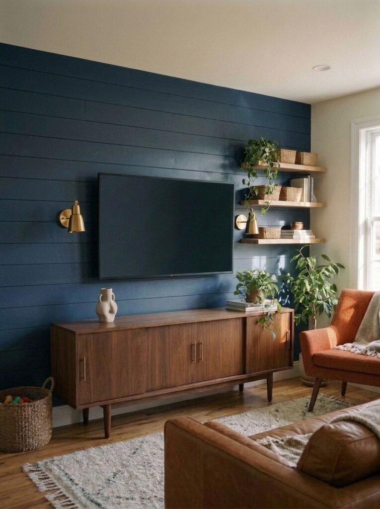Navy Shiplap TV Wall