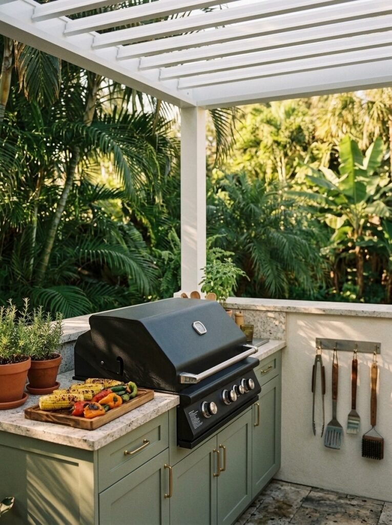 Outdoor Grill With Pergola