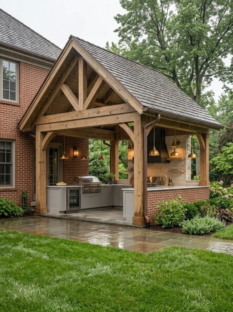 Outdoor Kitchen With Roof