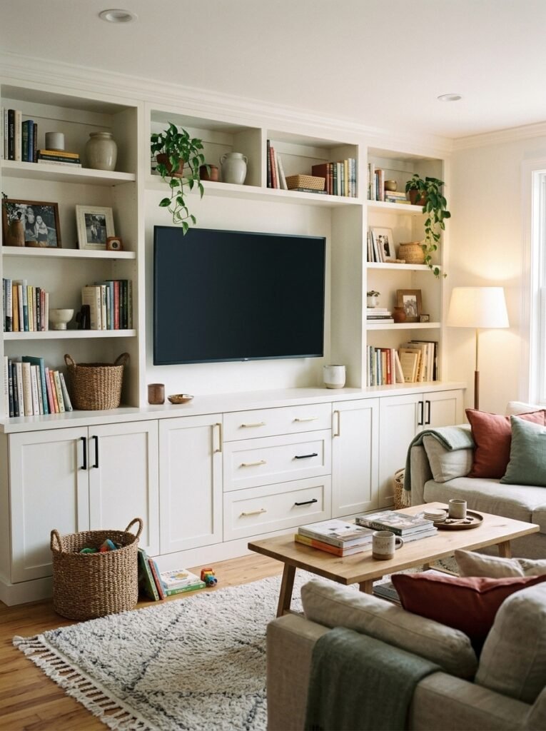 Wood-Paneled TV Wall