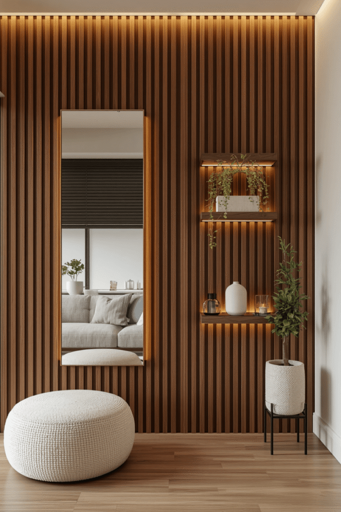 Wood Slat Wall Mirror